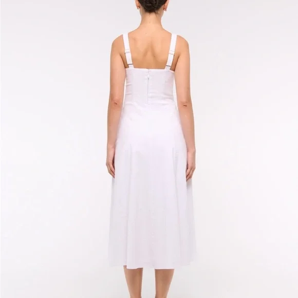 Abercrombie and Fitch Stretch Linen Blend White dress size large - Picture 3 of 11